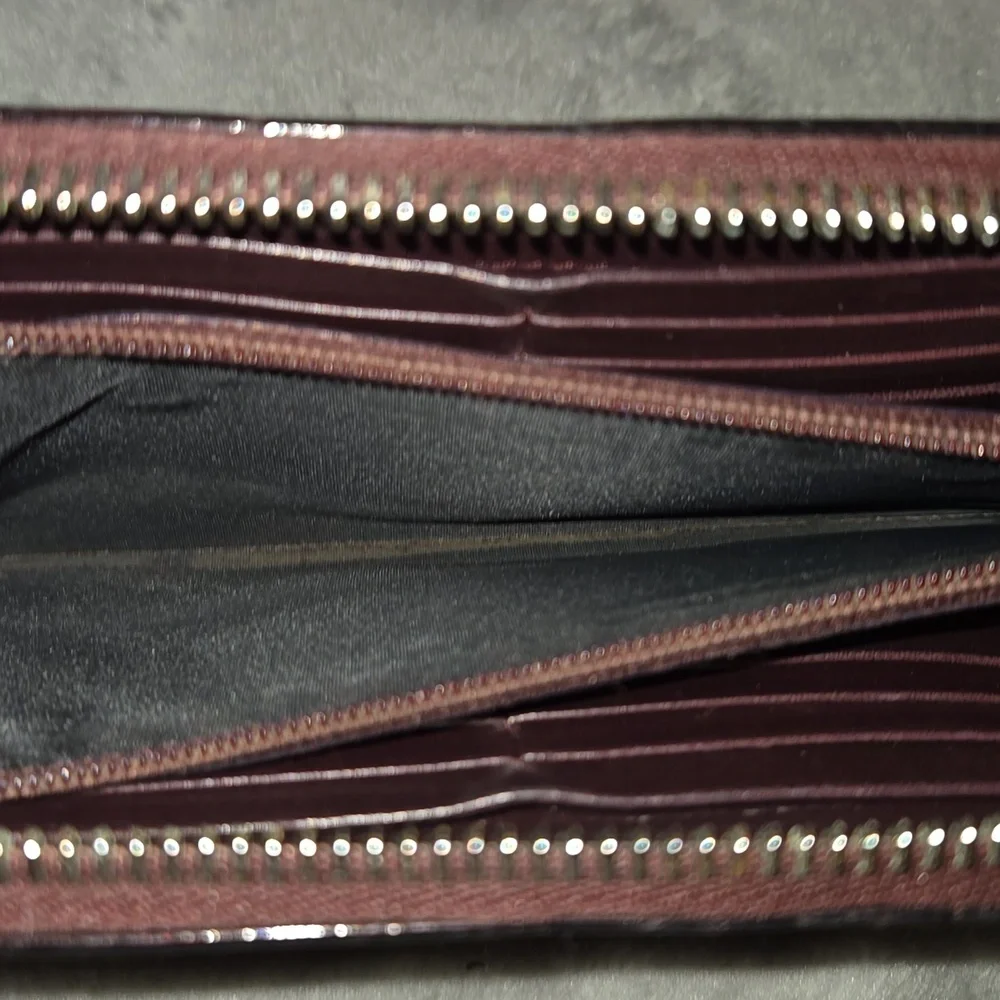 Dior Burgundy Patent Leather Embossed Wallet